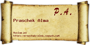 Praschek Alma névjegykártya